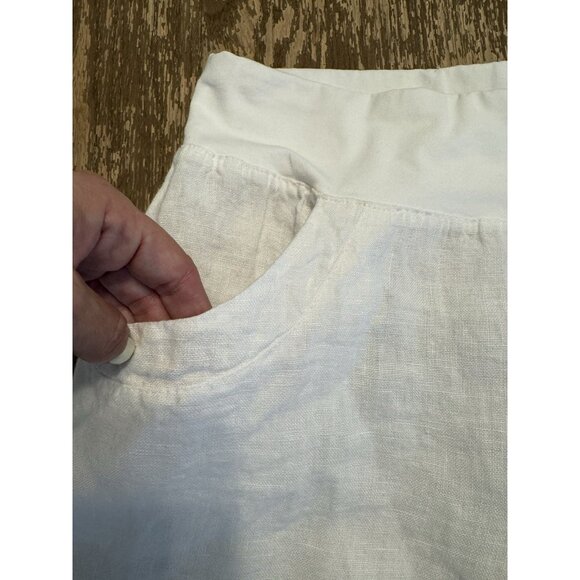 Splendid Iris Women Size Medium White 100% Linen Cuffed Shorts Pockets White - Picture 7 of 9